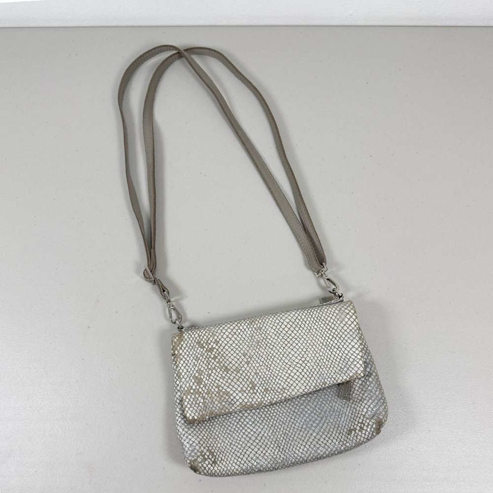 Hammitt Crossbody Bag Silver Python Embossed Leat… - image 2